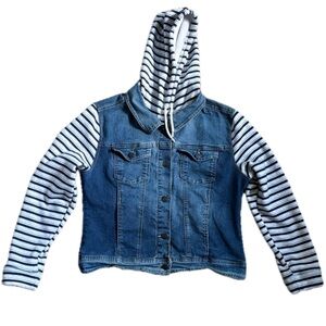 Wallflower Jean Striped Sweatshirt Hoodie Jacket Juniors XL Dreamer Fit Gorpcore